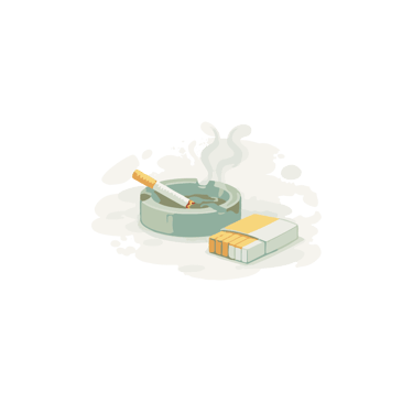 Cenicero lleno de colillas y ceniza.