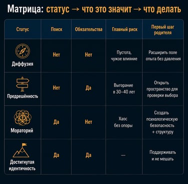 статус идентичности подростка Марсия
