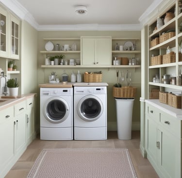 Close-up of a hand selecting a Farrow & Ball paint color swatch next to a stylish utility unit.