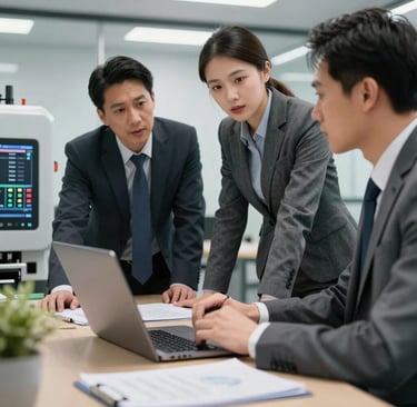 Wide shot of a warehouse filled with various industrial machines lined up for sale.