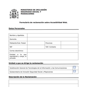 Formulario de Reclamación de Accesibilidad Web