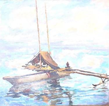 Pintura de Boris Vladimirovich Alekseev realizada durante las expediciones en 1978. Técnica óleo sobre lienzo.