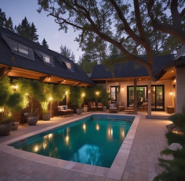 Professional DJ setup with vibrant lights creating a lively atmosphere during an evening event.