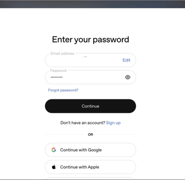 ChatGPT Atlas browser sign in screen with email and password login options