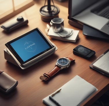 Close-up of a video shoot setup with warm lighting and branded elements.