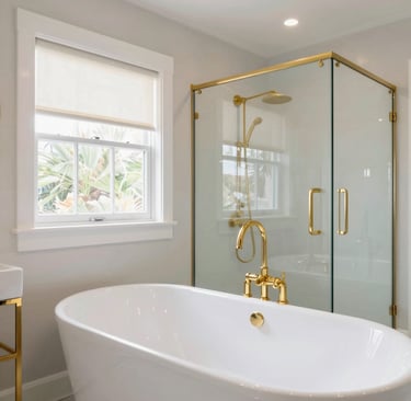 A cozy bathroom with a contemporary design and efficient plumbing solutions.