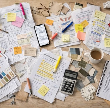 Disorganized home remodel planning without RenoPLNR scattered contractor bids, notes