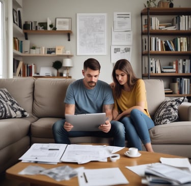 Couple thinking about and planning for remodeling their house