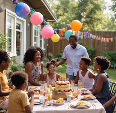 A festive holiday party with sparkling ornaments, a lively dance floor, and joyful celebration.