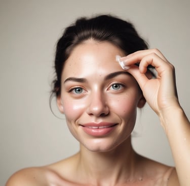 a woman is putting mascara on her face