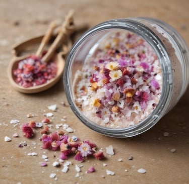 white salt on glass jar