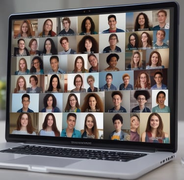Close-up of a focused student typing on a tablet with digital notes displayed.