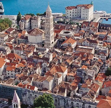 Aerial view of Diocletian’s Palace old town in Split, UNESCO World Heritage site