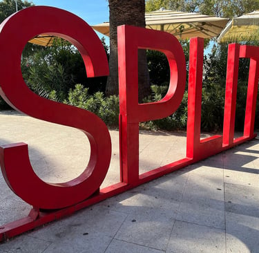 Large Split city sign near the waterfront promenade in Split, Croatia