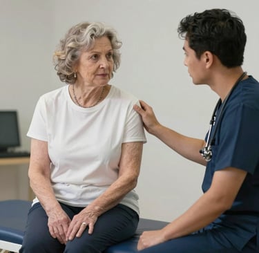 Middle-aged man jogging in the park, looking energized and focused