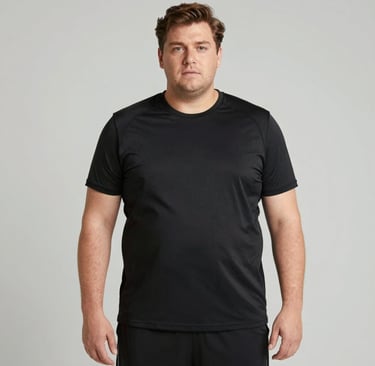 Middle-aged man jogging in the park, looking energized and focused