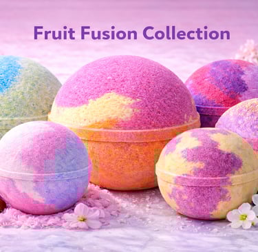 Fruit fusion bath bombs XL colorful fruity bath bombs bright luxury bath soak