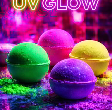 UV glow bath bombs XL neon colorful bath bombs glowing luxury bath soak