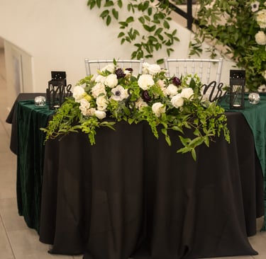 Elegant indoor wedding reception setup coordinated by Las Vegas wedding planner Neon Desert Events.