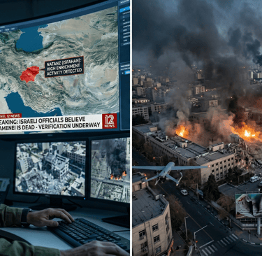 Night view of Israel's Iron Dome intercepting Iranian missiles over a city during the Israel-Iran War 2026