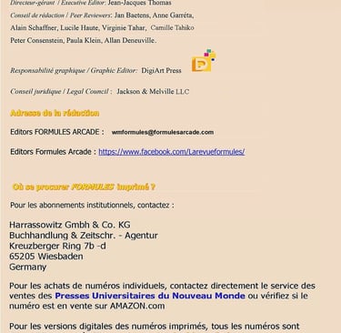 FORMULES Arcade Contacts