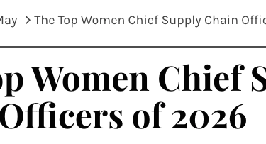 Article headline for The Top Women Chief Supply Chain Officers of 2026 with breadcrumb navigation.