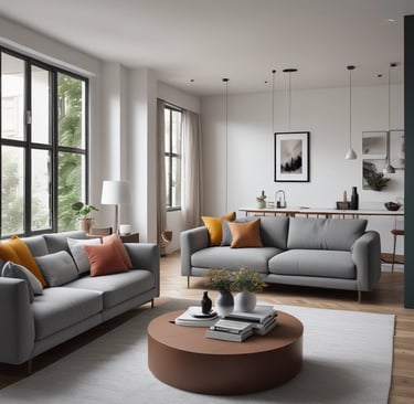 Modern apartment building with balconies and large windows.