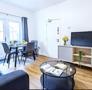 Comfortable dining and lounge area for a relaxing stay