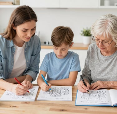 A vibrant puzzle spread out on a table, pieces forming a peaceful nature scene inviting focus and calm.