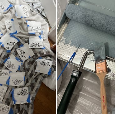 Half Bath DIY Wall Stenciling on a Budget