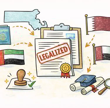 Massachusetts document legalization process for UAE Saudi Arabia and Qatar