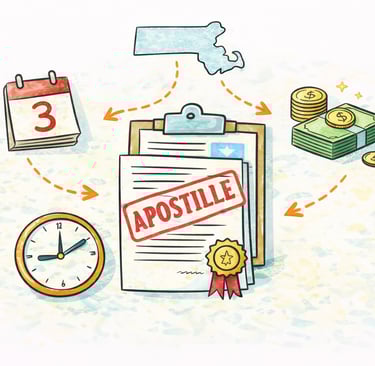 Apostille cost and processing time in Massachusetts