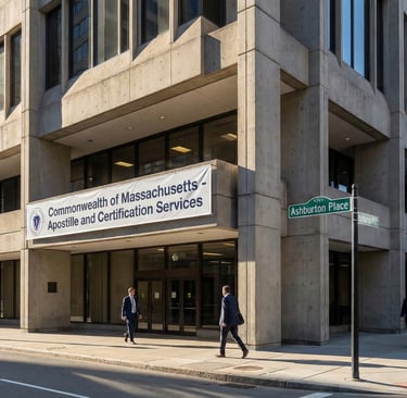 One Ashburton Place state building for apostille services in Boston.