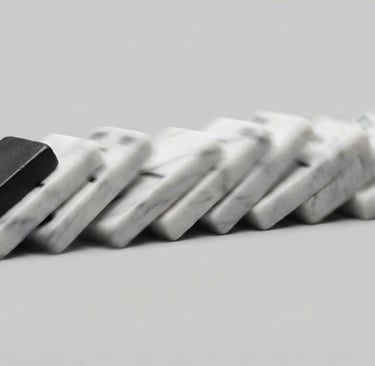 a row of domino pieces falling