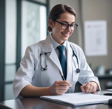 Representación de una mujer médico con AI