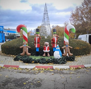 Decoración navideña San Martin de la Vega cascanueces bastones galletas gengibre muñeco de nieve