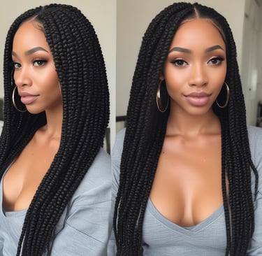 Artistic shot of hands weaving delicate braids with attention to detail.