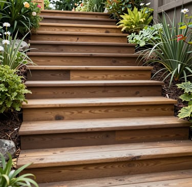 erracing, sleeper steps, stone risers, and how levels create natural ‘rooms’.