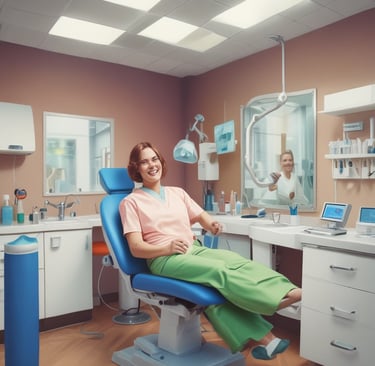 Friendly dental team welcoming a patient into the clinic reception area