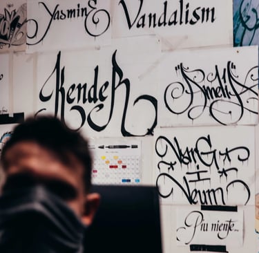 Kende studio — urban calligraphy sketches and lettering process work in progress