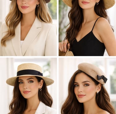 collage looks féminins avec différents chapeaux Ekkinoxx transformant le style