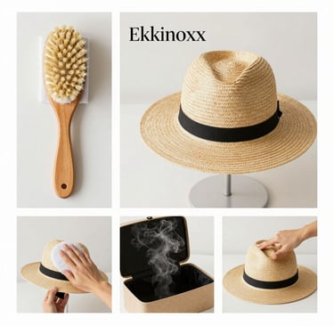 Collage de gestes d’entretien pour chapeaux Ekkinoxx : nettoyage, rangement et remise en forme