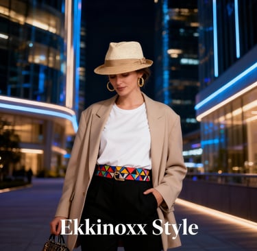 Femme stylée transformant un basique blanc avec accessoires colorés et layering chic, astuce mode 