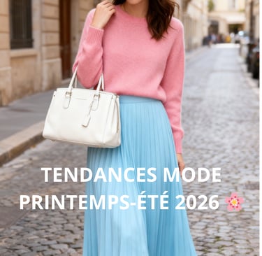 Lookbook mode printemps-été 2026, femme en tenue pastel élégante avec accessoires dorés tendance, st