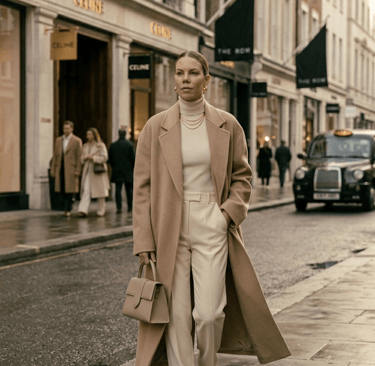 Expensive-looking clean girl outfit with quiet luxury styling and neutral color palette