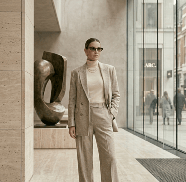 Clean girl fashion essentials featuring neutral basics, oversized blazer and gold jewelry