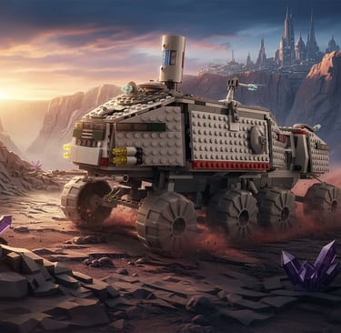 véhicule LEGO Star Wars Clone Turbo Tank (modèle 75151) se déplaçant lentement sur un terrain accidenté