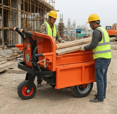 electric freight tricycle used in daily construction workflows