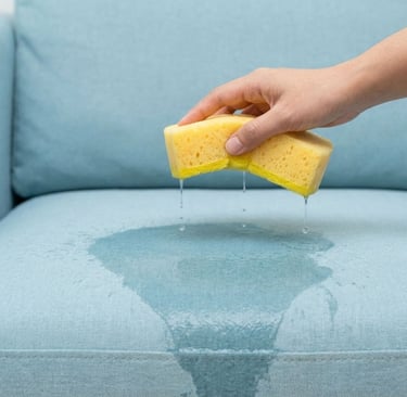 Kanapa ukazująca jakich błędów nie popełniać przy czyszczeniu mebli tapicerowanych