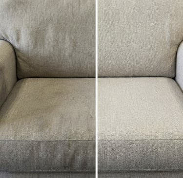 profesjonalne pranie tapicerki; kanapa przed i po praniu